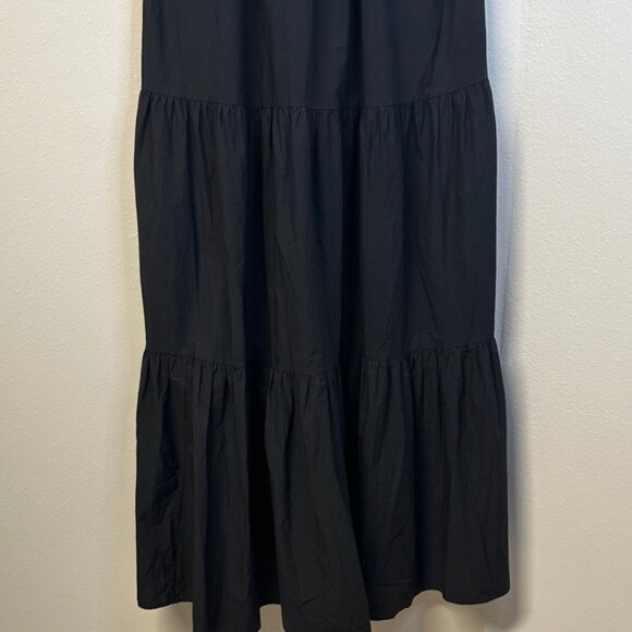 COS Tiered A-Line Maxi Dress Black Size 6 Cap Sleeves Minimalist Chic - Picture 8 of 8